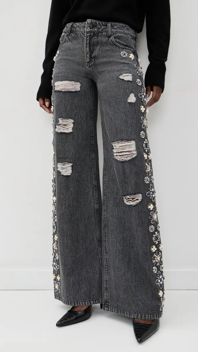 Alice + Olivia Amazing Embell Baggy Jeans | Thumbnail 2 Alice + Olivia Amazing Embell Baggy Jeans | Thumbnail 2