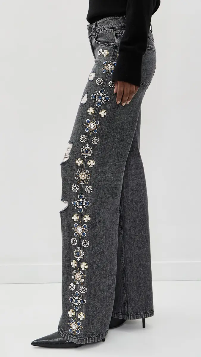 Alice + Olivia Amazing Embell Baggy Jeans | Thumbnail 4 Alice + Olivia Amazing Embell Baggy Jeans | Thumbnail 4