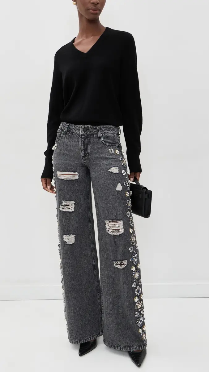 Alice + Olivia Amazing Embell Baggy Jeans | Thumbnail 5 Alice + Olivia Amazing Embell Baggy Jeans | Thumbnail 5