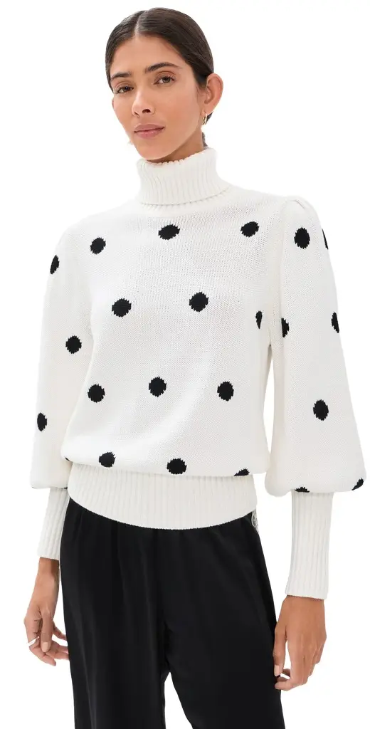 Tanner Fletcher Fannie Puff Sleeve Polka Dot Sweater