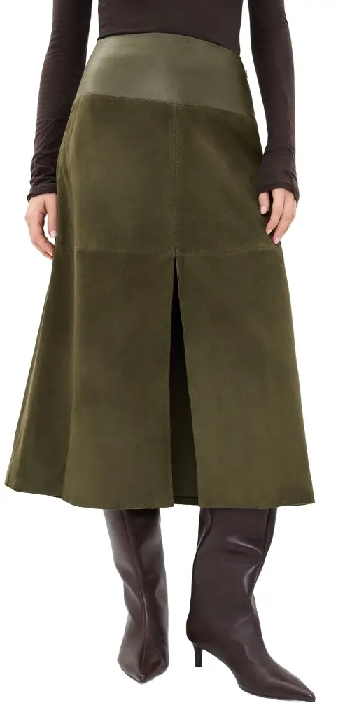 TANYA TAYLOR Suede Combo Hudson Skirt