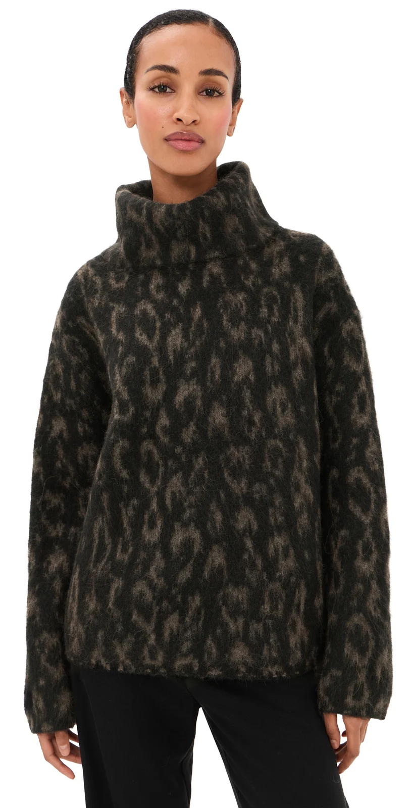 Vince Oversized Turtleneck Jacquard Sweater