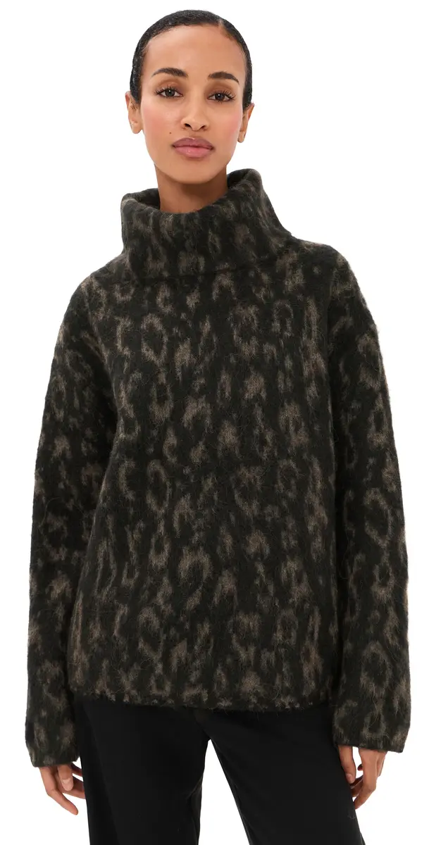 Vince Oversized Turtleneck Jacquard Sweater