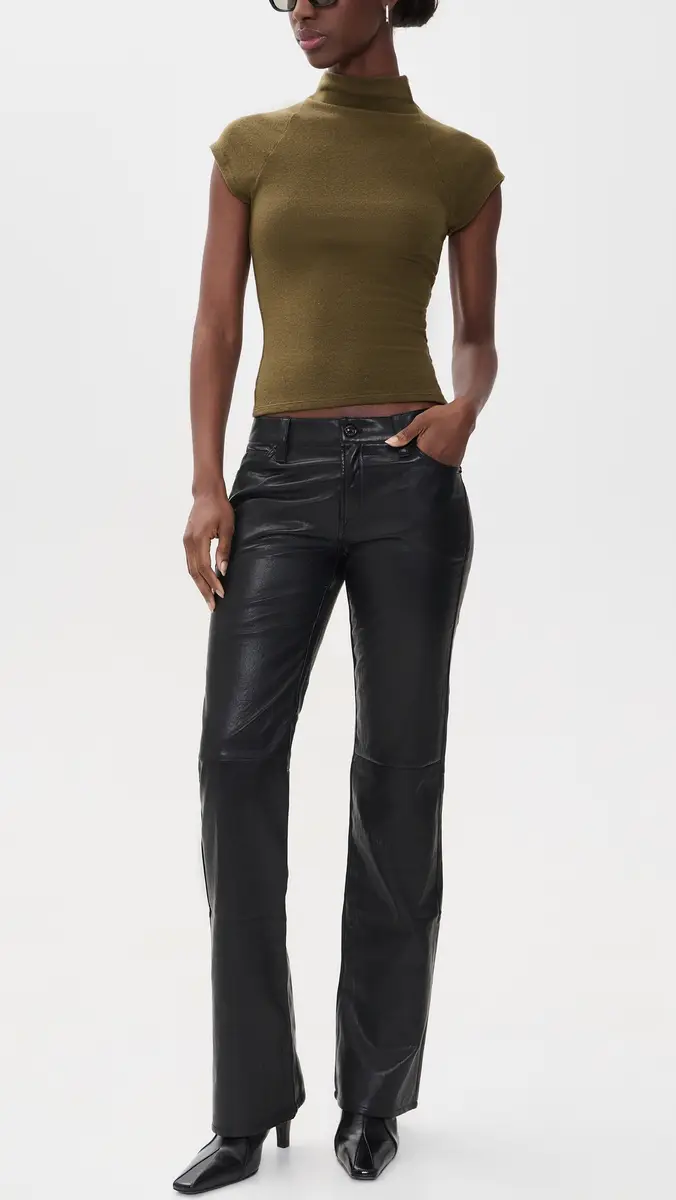 GOOD AMERICAN The Better Than Faux Leather Low Rise Boot Cut Pants | Thumbnail 5 GOOD AMERICAN The Better Than Faux Leather Low Rise Boot Cut Pants | Thumbnail 5
