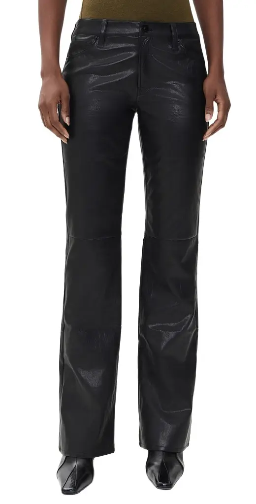 GOOD AMERICAN The Better Than Faux Leather Low Rise Boot Cut Pants