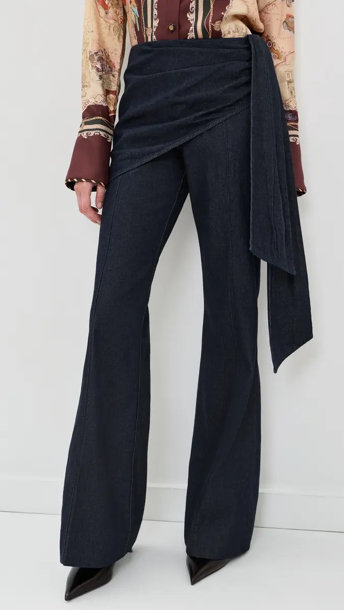 Zimmermann Valiant Draped Denim Flare Jeans | Thumbnail 2 Zimmermann Valiant Draped Denim Flare Jeans | Thumbnail 2