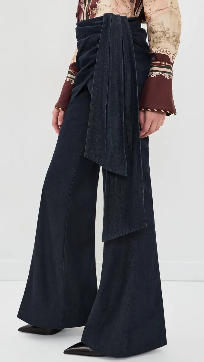 Zimmermann Valiant Draped Denim Flare Jeans | Thumbnail 4 Zimmermann Valiant Draped Denim Flare Jeans | Thumbnail 4