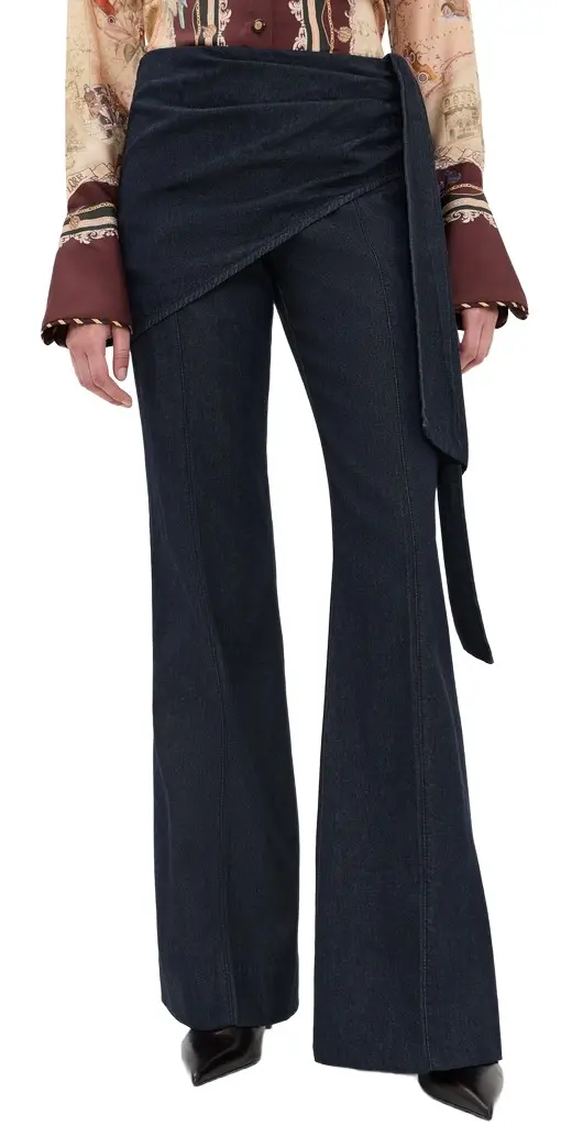 Valiant Draped Denim Flare Jeans Valiant Draped Denim Flare Jeans