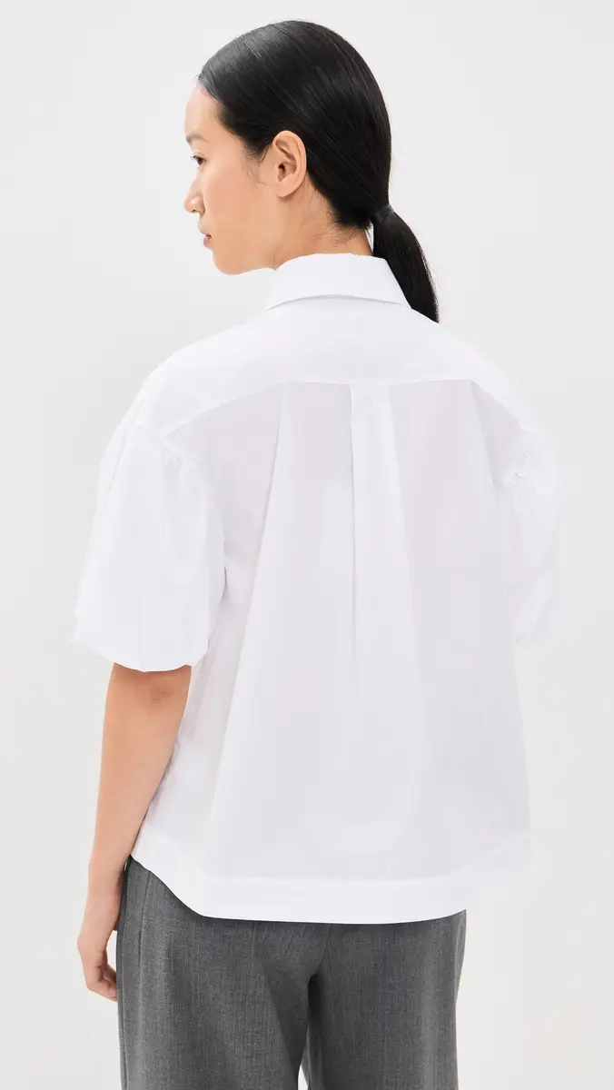Simone Rocha Cropped Ribbon Rosette Puff Sleeve Shirt | Thumbnail 3 Simone Rocha Cropped Ribbon Rosette Puff Sleeve Shirt | Thumbnail 3