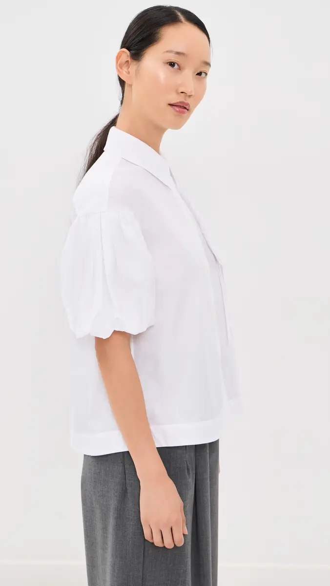 Simone Rocha Cropped Ribbon Rosette Puff Sleeve Shirt | Thumbnail 4 Simone Rocha Cropped Ribbon Rosette Puff Sleeve Shirt | Thumbnail 4