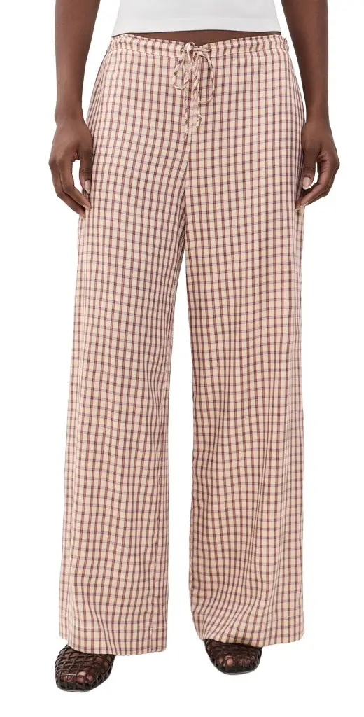 DONNI. DONNI. The Tencel Plaid Tie Pants