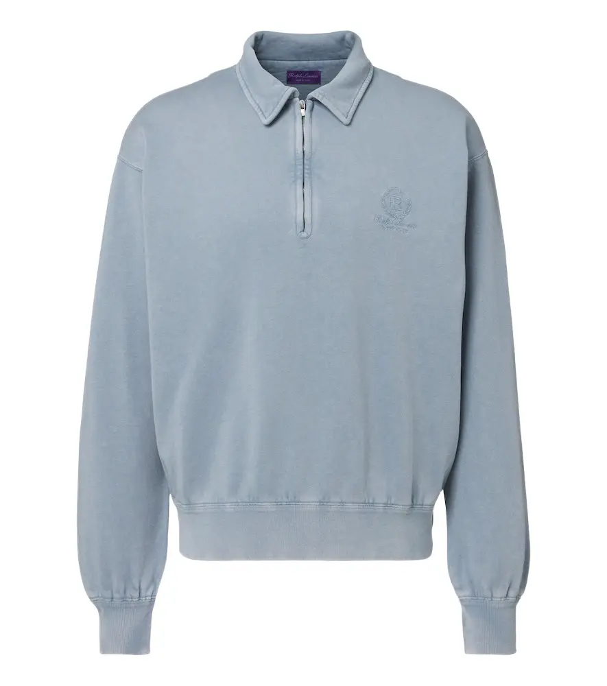 Cotton and cashmere fleece polo sweatshirt Cotton and cashmere fleece polo sweatshirt