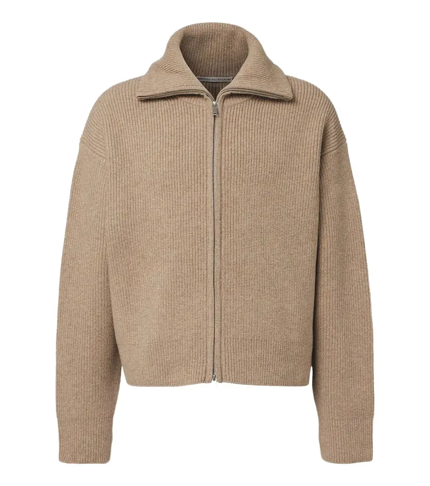 Studio Nicholson Ribbed-knit wool zip-up sweater