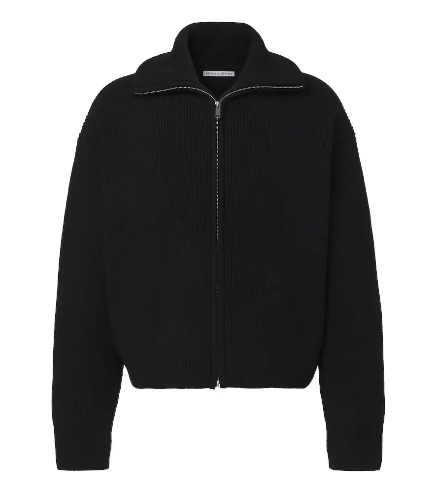 Ribbed-knit wool zip-up sweater Ribbed-knit wool zip-up sweater