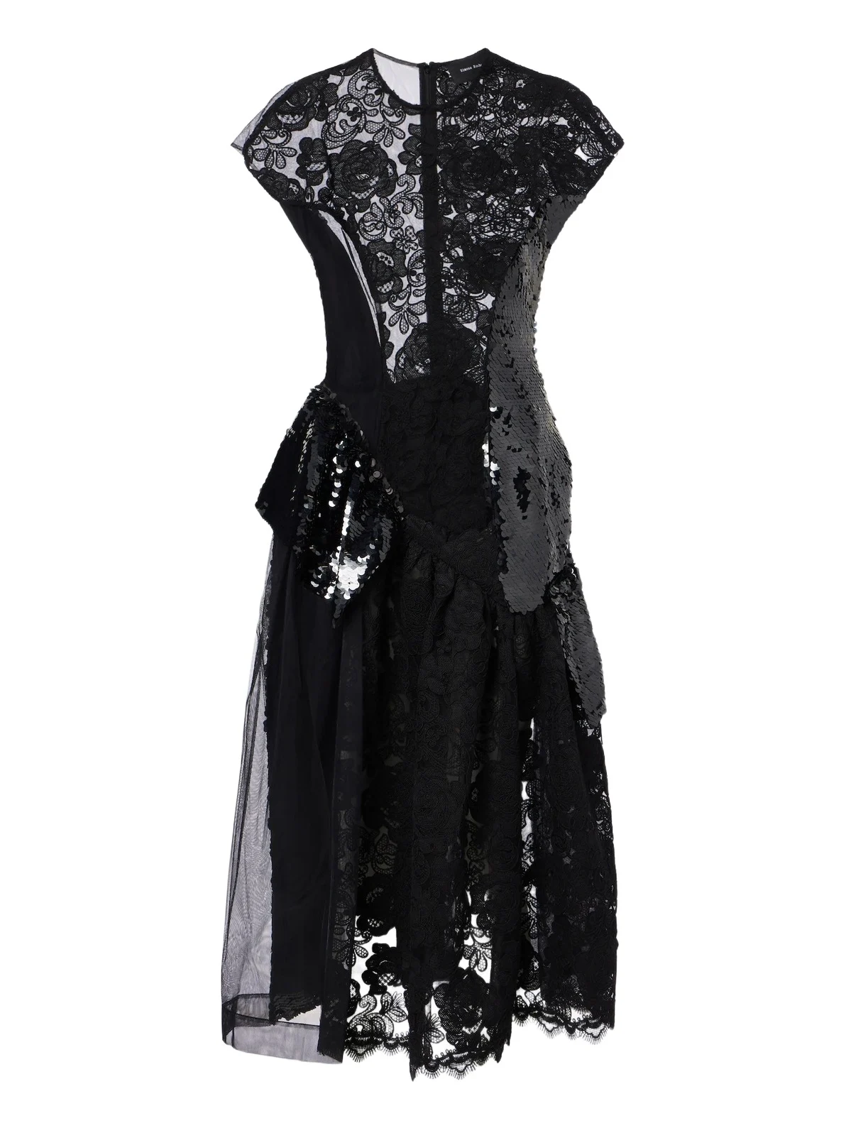 Simone Rocha Paneled lace-trimmed sequined midi dress