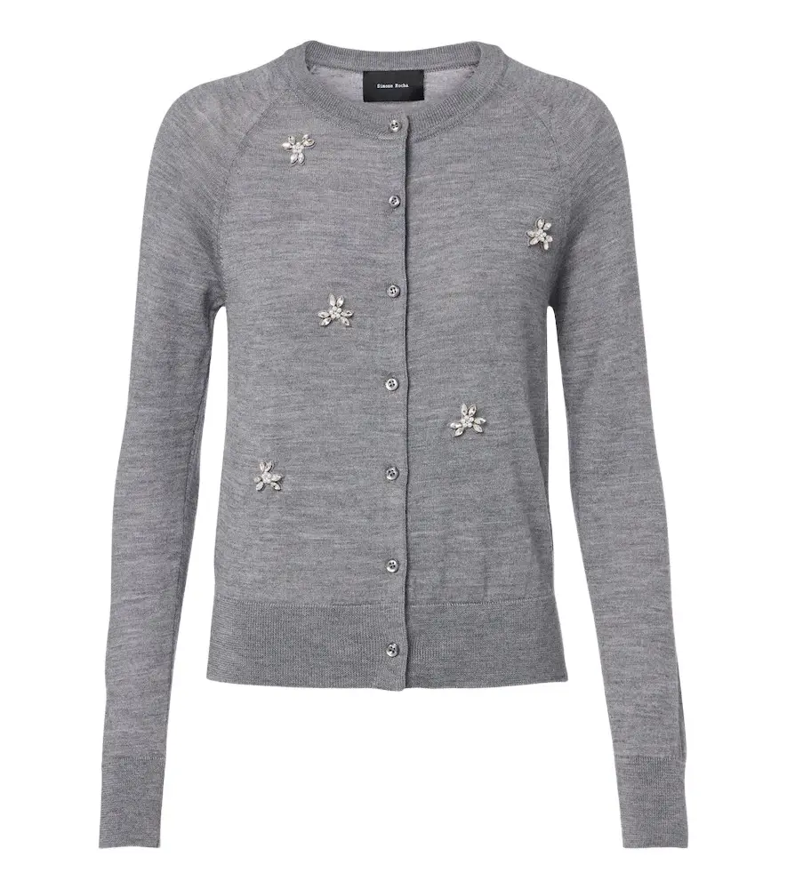 Embellished wool and silk cardigan Embellished wool and silk cardigan