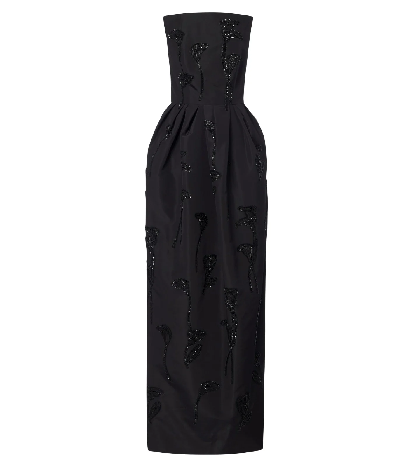 Embellished strapless silk bustier gown
