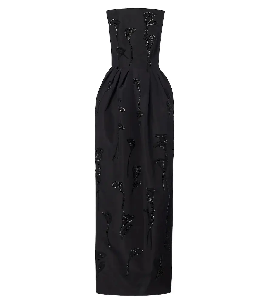 Carolina Herrera Embellished strapless silk bustier gown