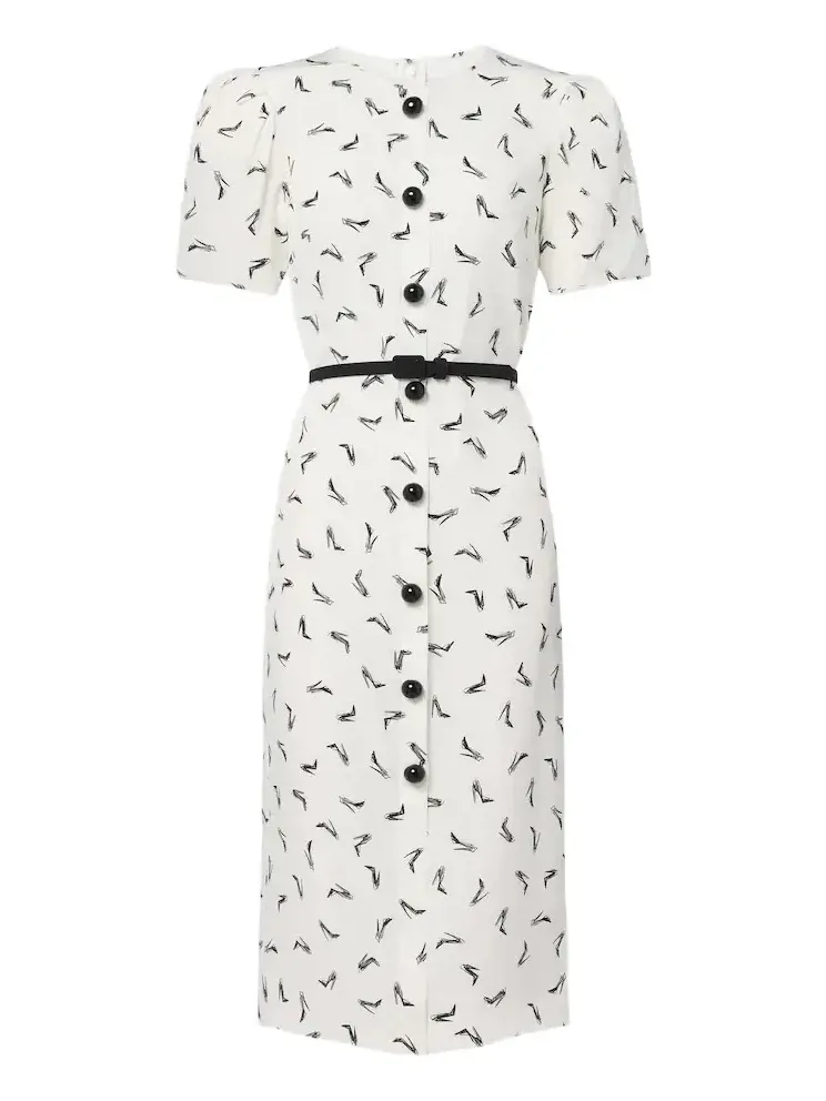 Belted silk crêpe de chine midi dress Belted silk crêpe de chine midi dress