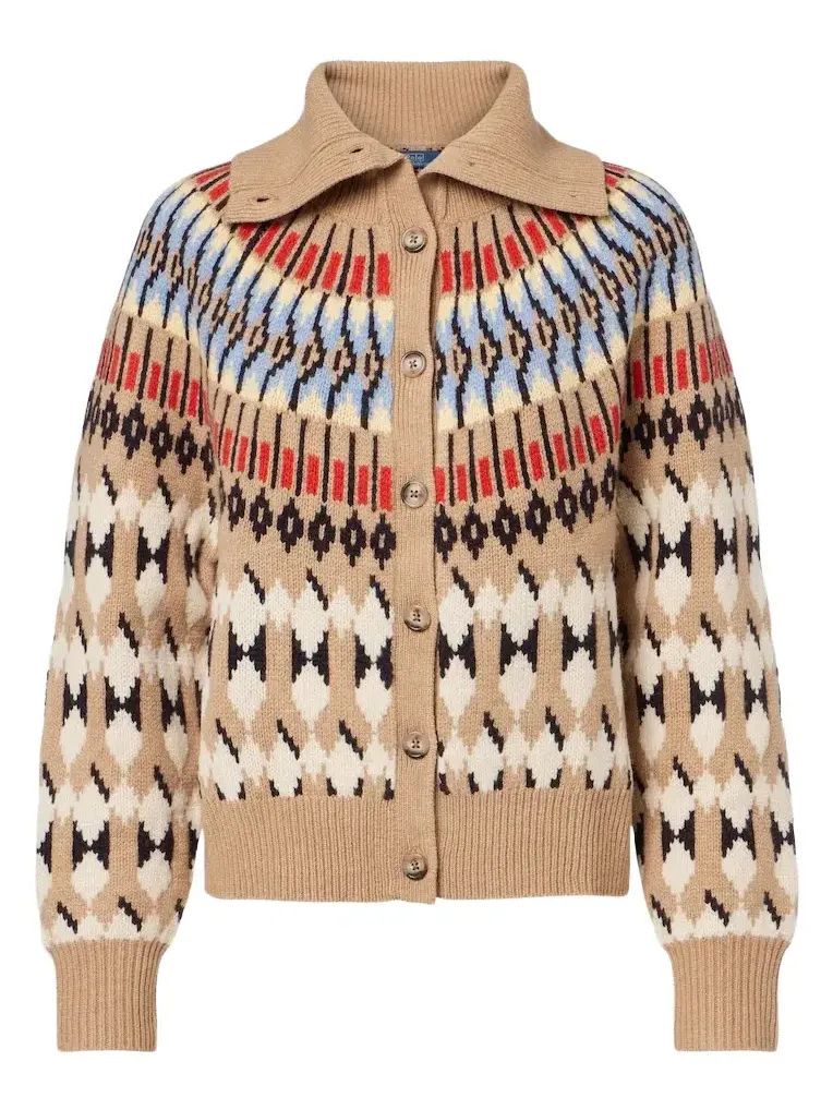 Intarsia wool and cashmere cardigan