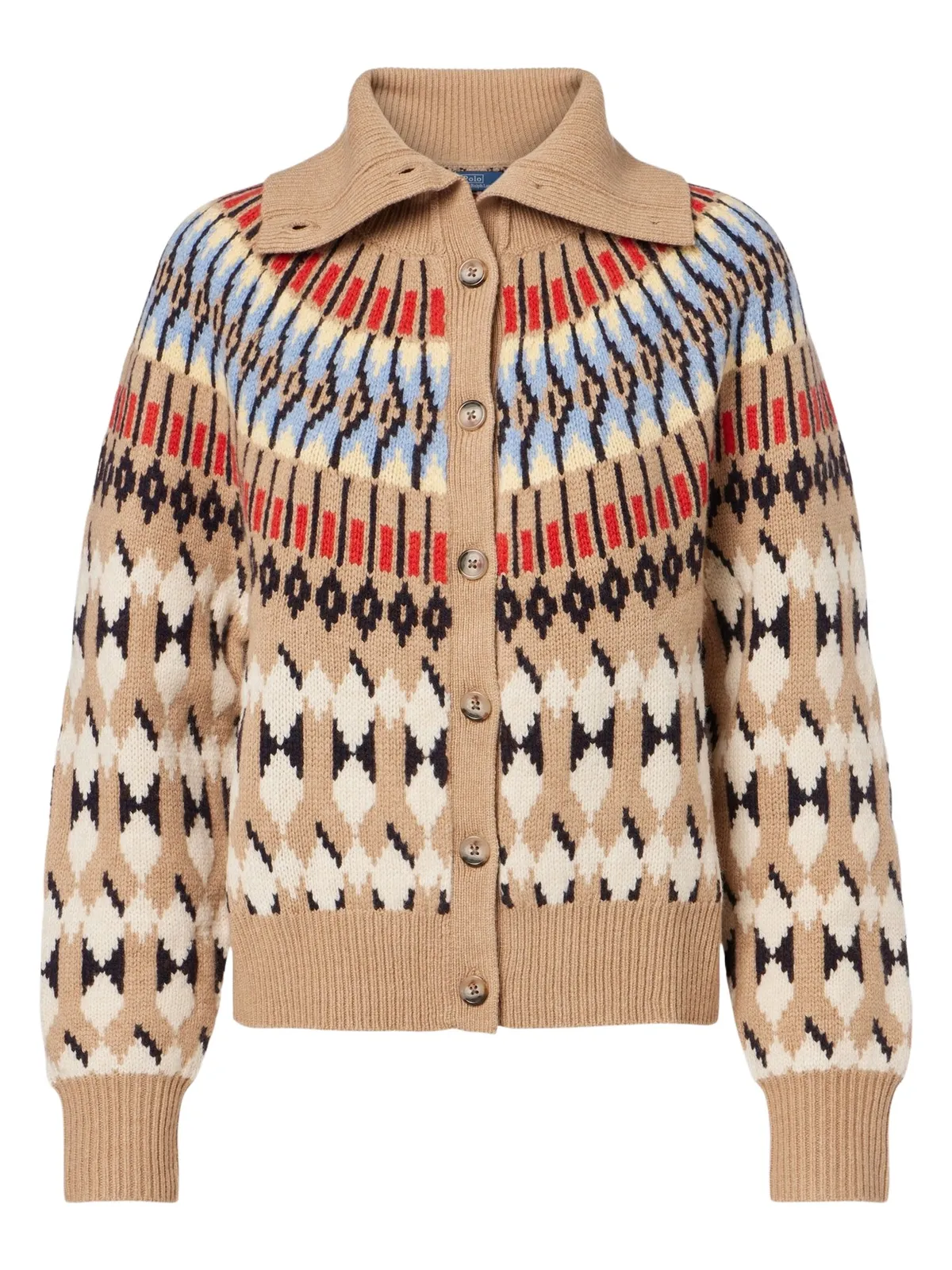 Intarsia wool and cashmere cardigan