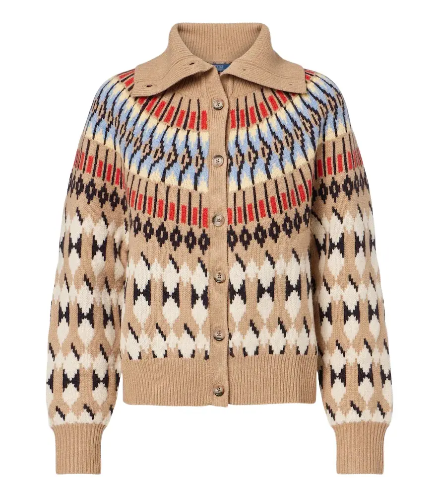 Intarsia wool and cashmere cardigan Intarsia wool and cashmere cardigan