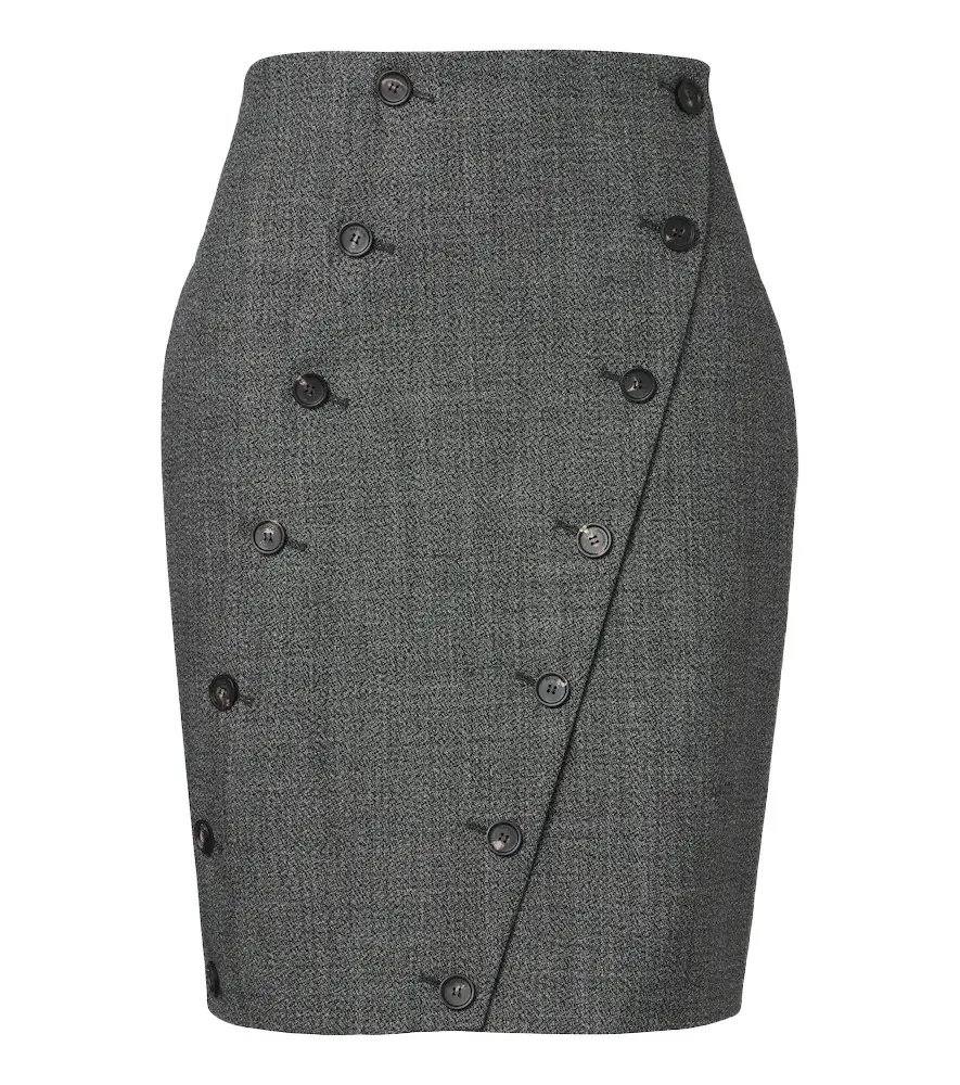 Ferragamo Paneled virgin wool midi skirt