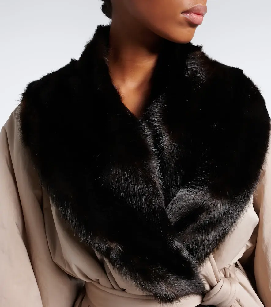 Magda Butrym Shearling-trimmed wrap coat | Thumbnail 3 Magda Butrym Shearling-trimmed wrap coat | Thumbnail 3