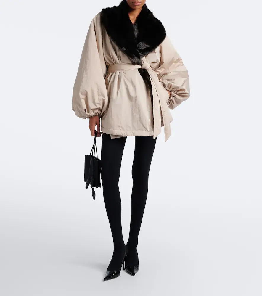 Magda Butrym Shearling-trimmed wrap coat | Thumbnail 4 Magda Butrym Shearling-trimmed wrap coat | Thumbnail 4