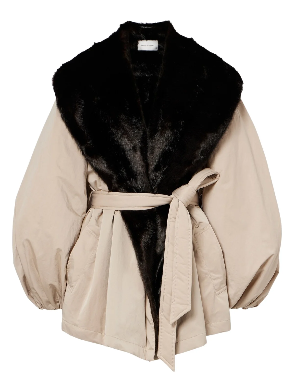 Shearling-trimmed wrap coat Shearling-trimmed wrap coat