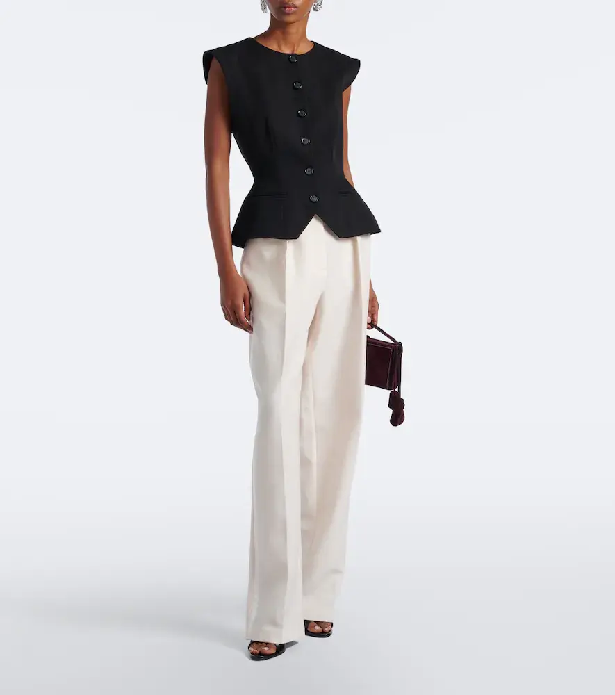 Magda Butrym Pleated silk and wool wide-leg pants | Thumbnail 6 Magda Butrym Pleated silk and wool wide-leg pants | Thumbnail 6