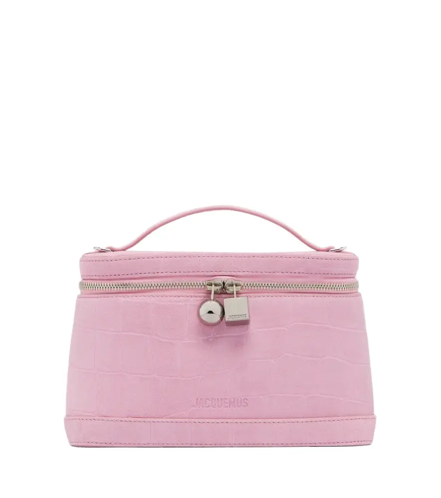 Jacquemus Petit Vanity croc-effect suede vanity bag