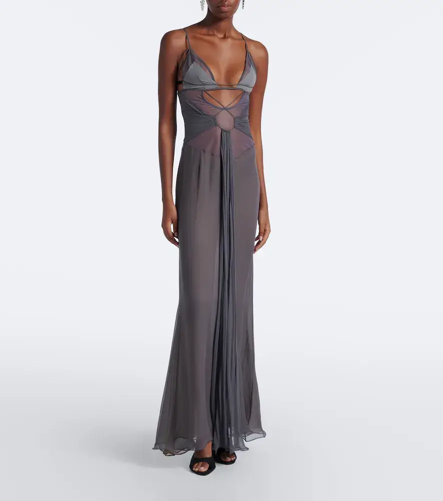 Nensi Dojaka Cutout sheer silk gown | Thumbnail 3 Nensi Dojaka Cutout sheer silk gown | Thumbnail 3