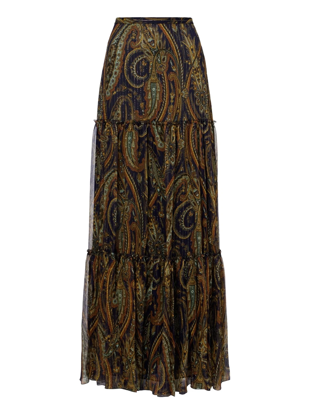 Etro Paisley tiered silk-blend chiffon maxi skirt