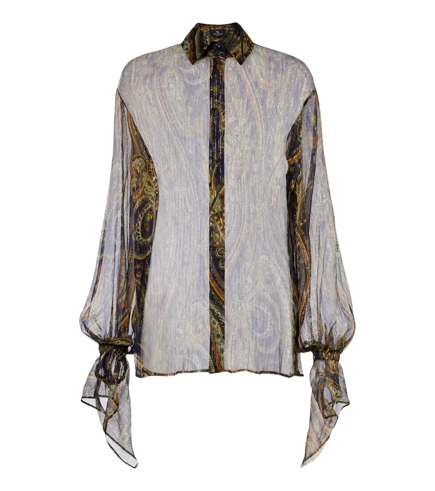 Etro Paisley silk-blend chiffon shirt