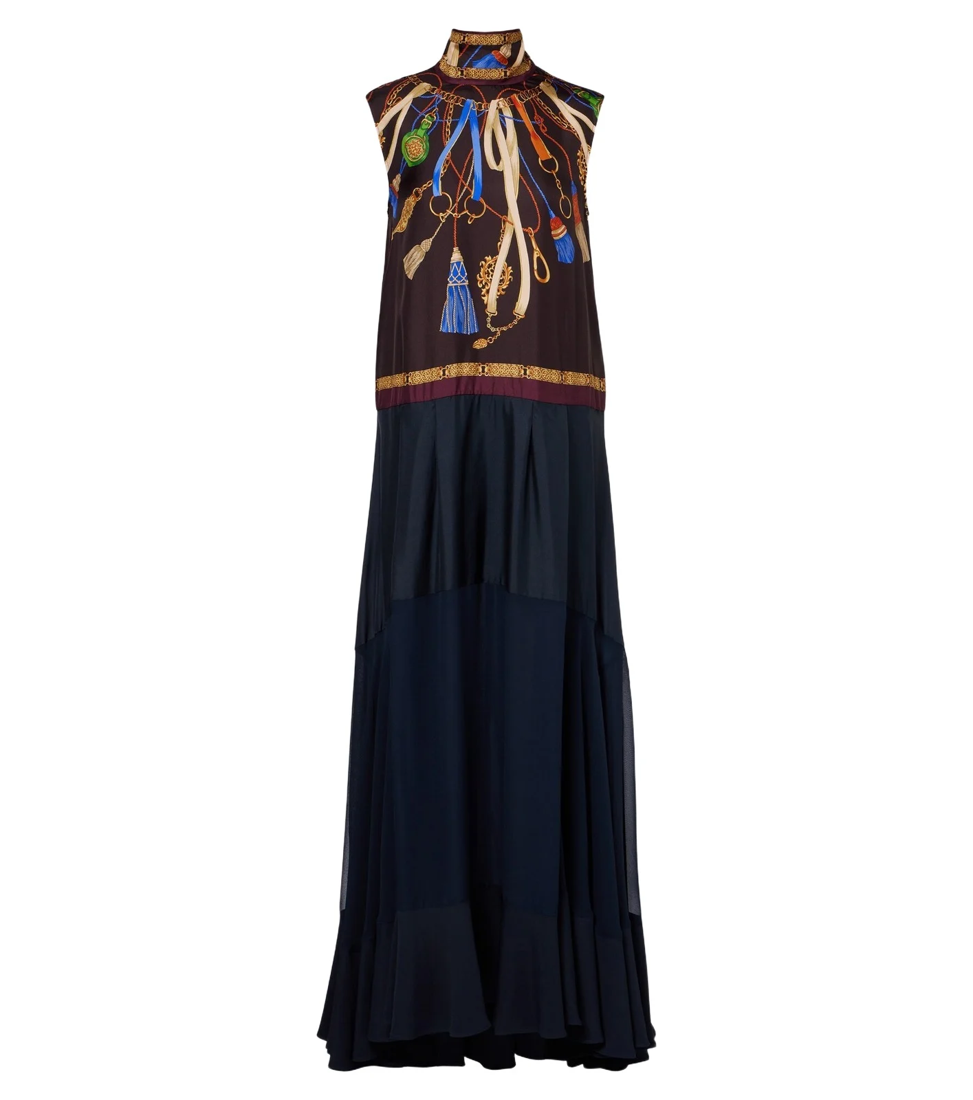 Draped printed silk twill gown Draped printed silk twill gown