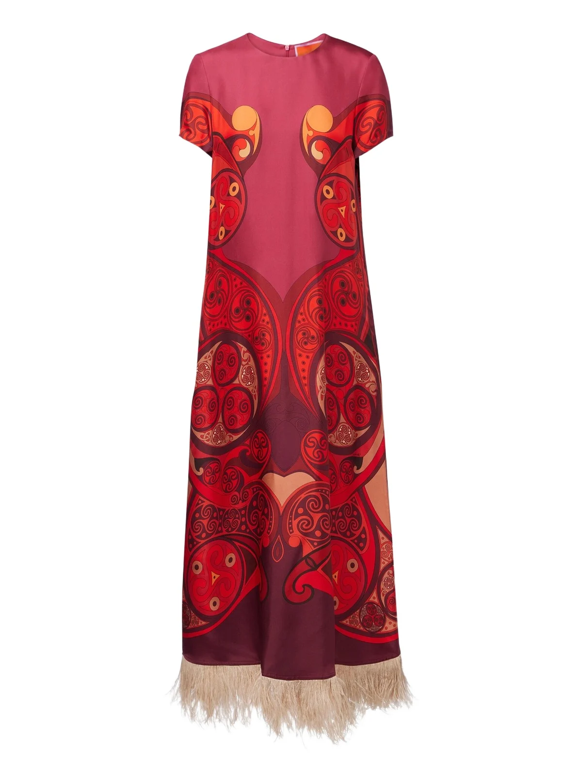 Swing fringed printed silk twill maxi dress
