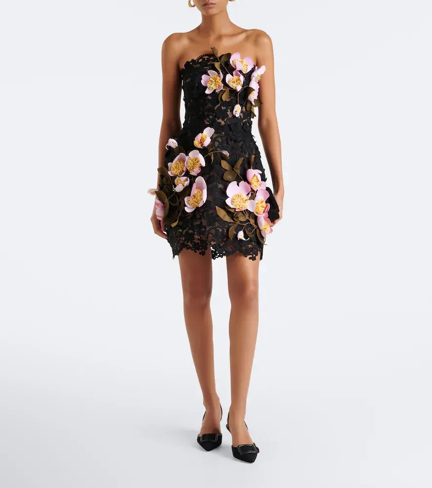 Oscar de la Renta Floral-appliqué guipure lace bustier dress | Thumbnail 2 Oscar de la Renta Floral-appliqué guipure lace bustier dress | Thumbnail 2