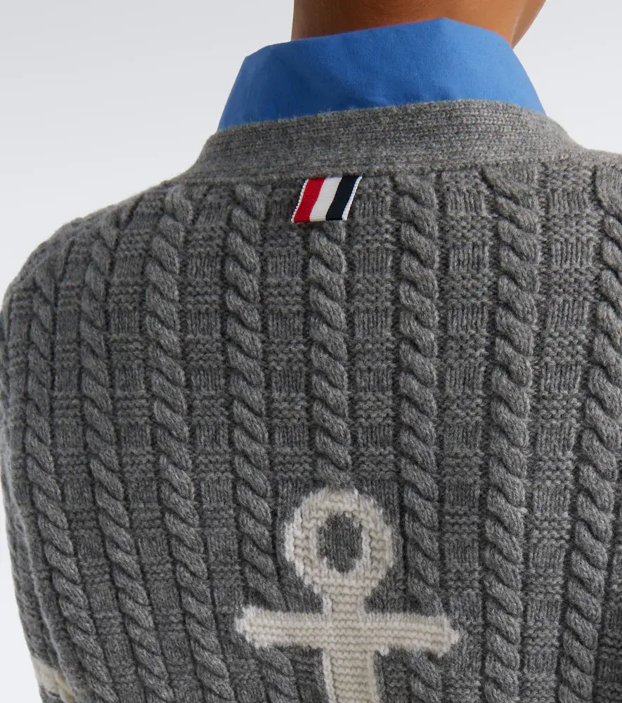 Thom Browne 4-Bar cable-knit virgin wool cardigan | Thumbnail 2