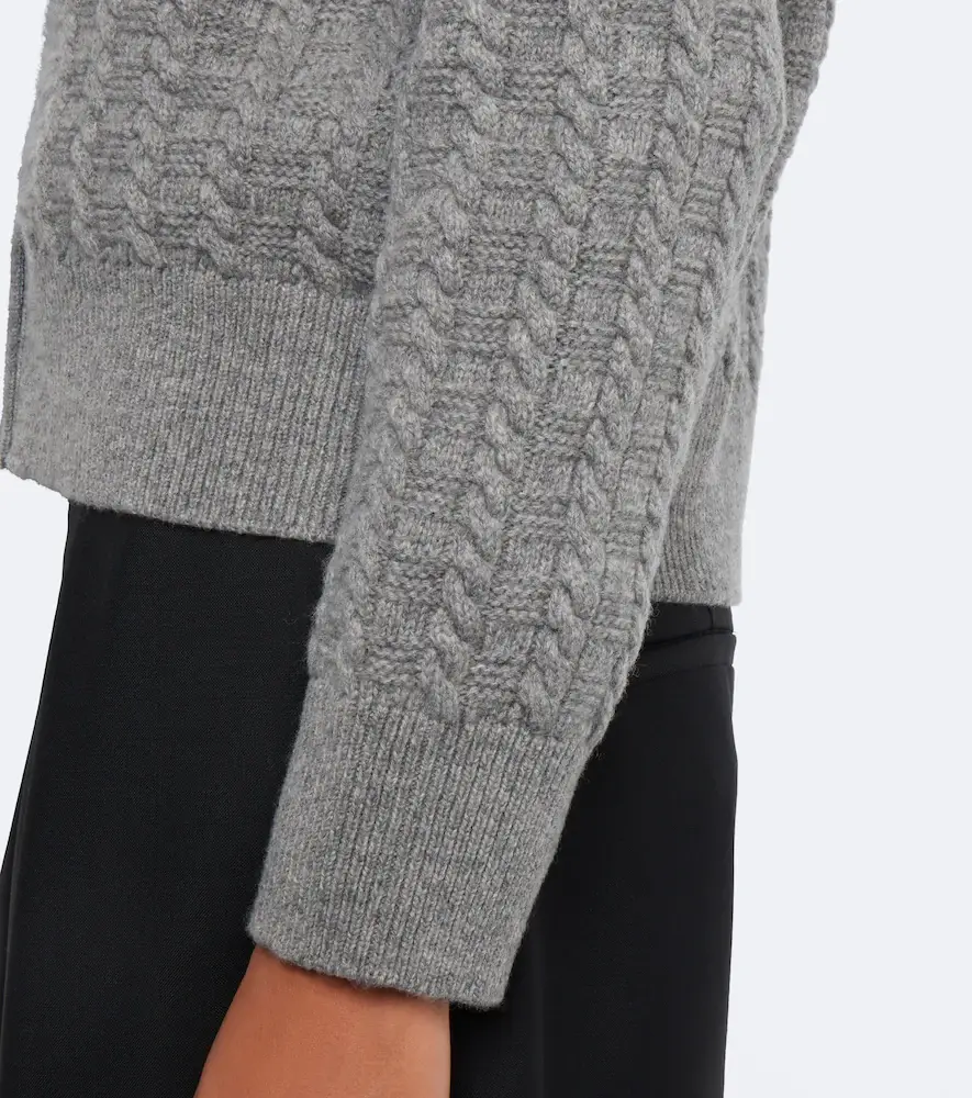 Thom Browne 4-Bar cable-knit virgin wool cardigan | Thumbnail 4