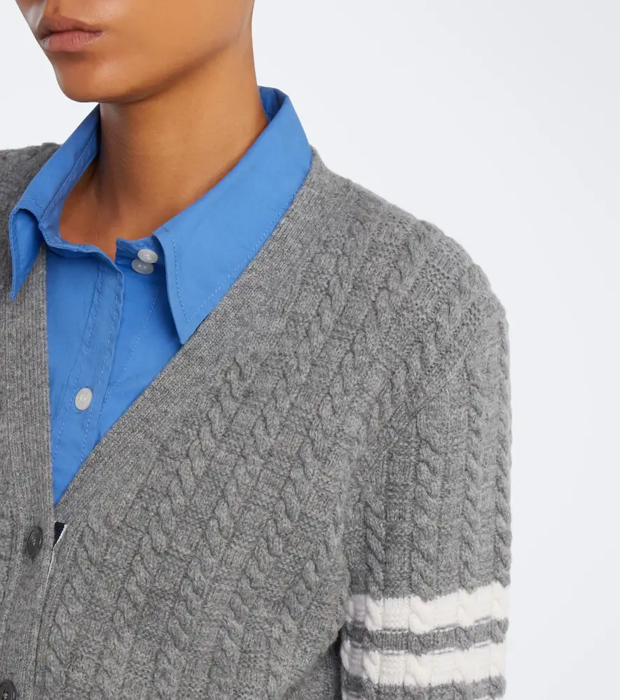 Thom Browne 4-Bar cable-knit virgin wool cardigan | Thumbnail 5