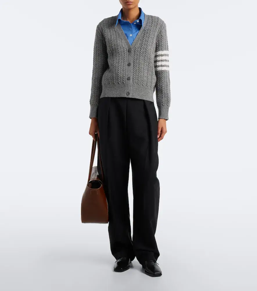 Thom Browne 4-Bar cable-knit virgin wool cardigan | Thumbnail 6