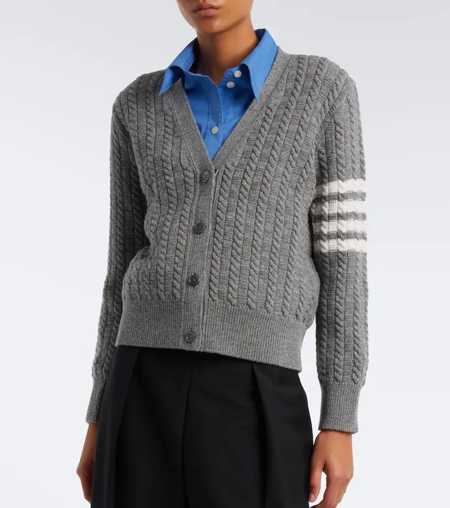 Thom Browne 4-Bar cable-knit virgin wool cardigan | Thumbnail 7