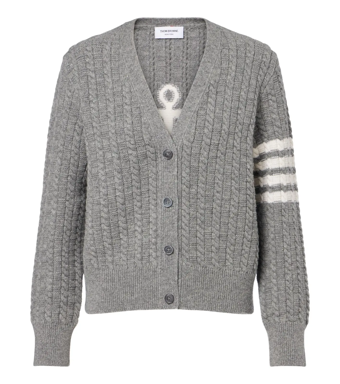 Thom Browne 4-Bar cable-knit virgin wool cardigan