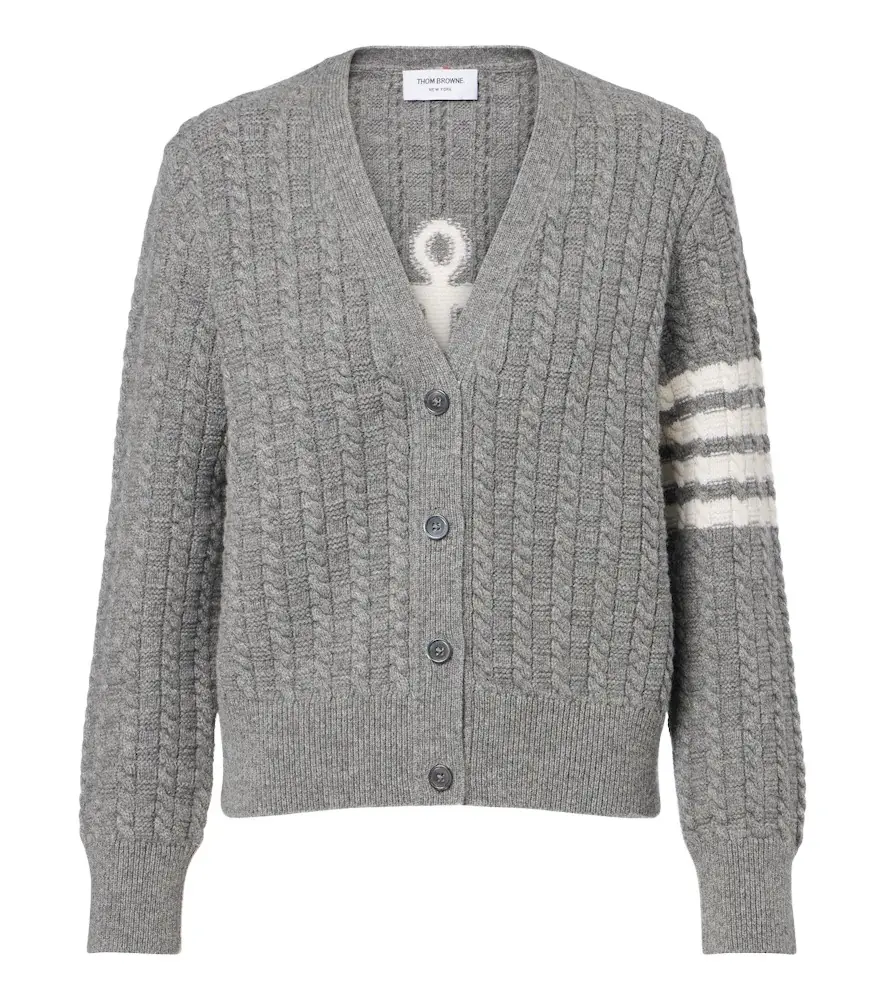 4-Bar cable-knit virgin wool cardigan 4-Bar cable-knit virgin wool cardigan