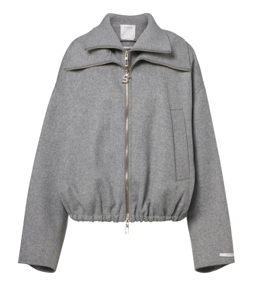 Oversized virgin wool blouson jacket