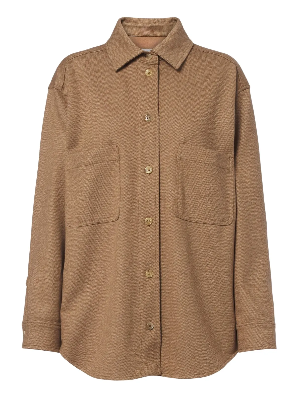 Camel hair and wool-blend shirt