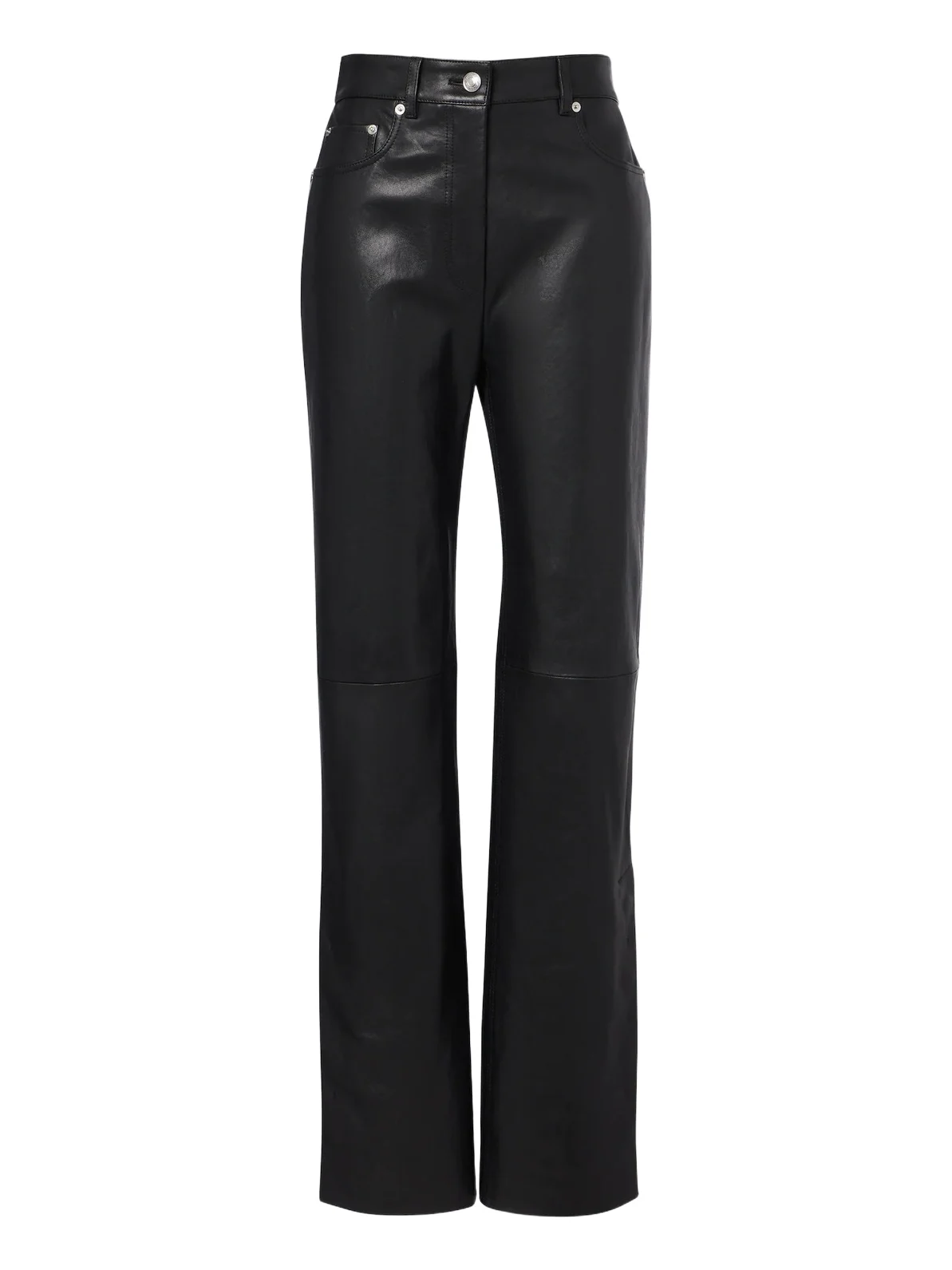 Leather and suede straight pants