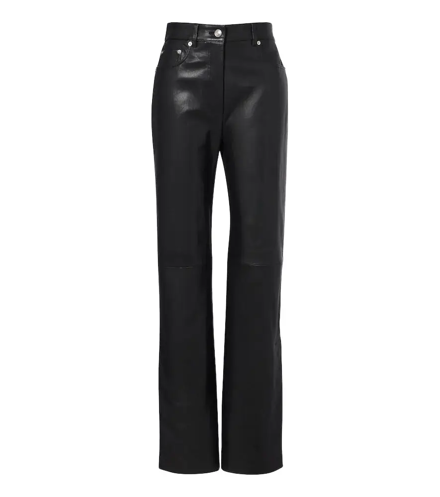 Sportmax Leather and suede straight pants