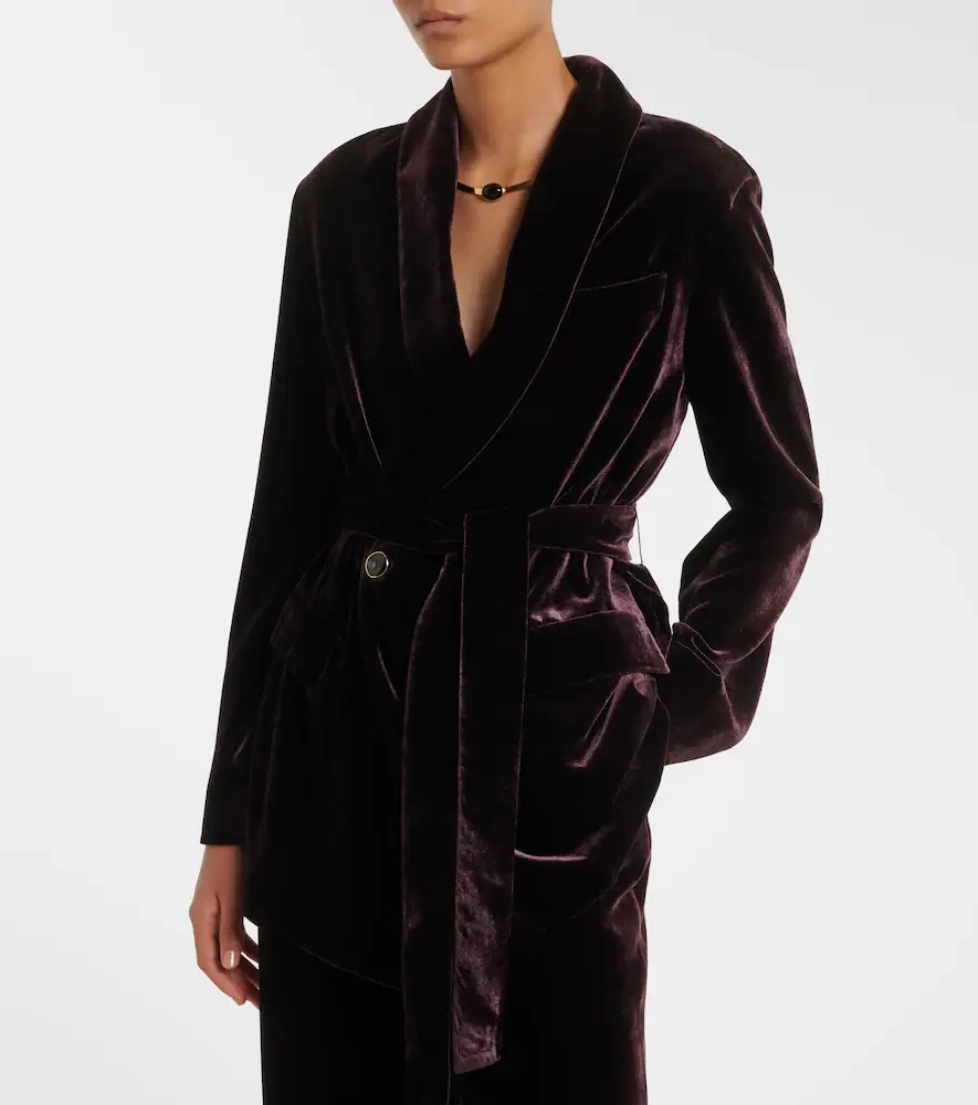 AGNONA Belted double-breasted velvet blazer | Thumbnail 4 AGNONA Belted double-breasted velvet blazer | Thumbnail 4
